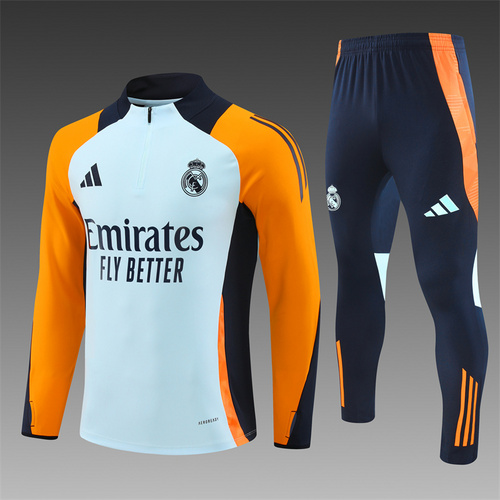 24/25 Real Madrid Light Blue half zip Tracksuit