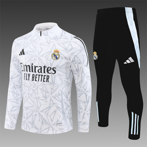 24/25 Real Madrid White gray half zip Tracksuit