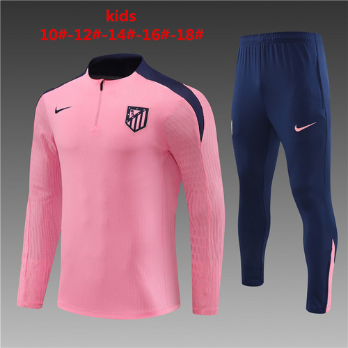 24/25 Atletico Madrid pink Kid half zip Tracksuit