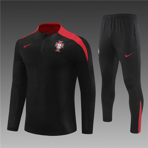 24/25 Portugal Black half zip Tracksuit