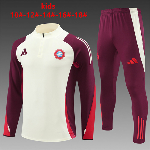 24/25 Bayern Munchen white kid half zip Tracksuit