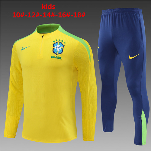 24/25 Brazil yellow kid half zip tracksuit