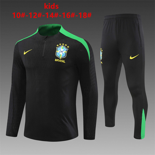 24/25 Brazil black kid half zip tracksuit