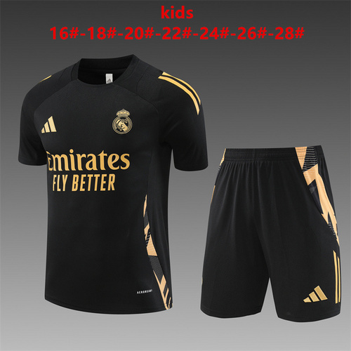 24∕25 Real Madrid black golden Kid Training Kits