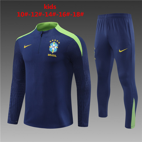 24/25 Brazil royal blue kid half zip tracksuit