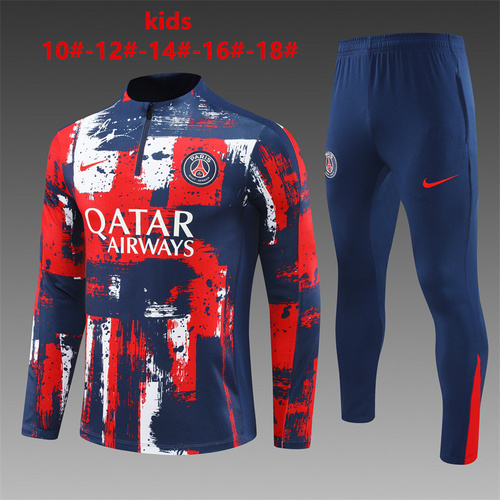 24/25 PSG red blue half zip kid Tracksuit Camouflage