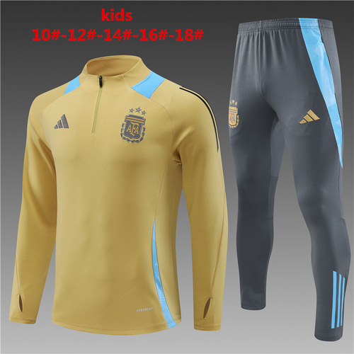 24/25 Argentina golden half zip kids Tracksuit