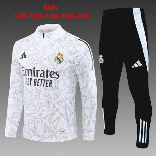 24/25 Real Madrid White gray Camouflage Kid half zip Tracksuit