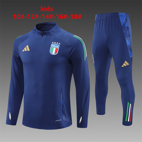 24/25 Italy Kid half zip Tracksuit royal blue