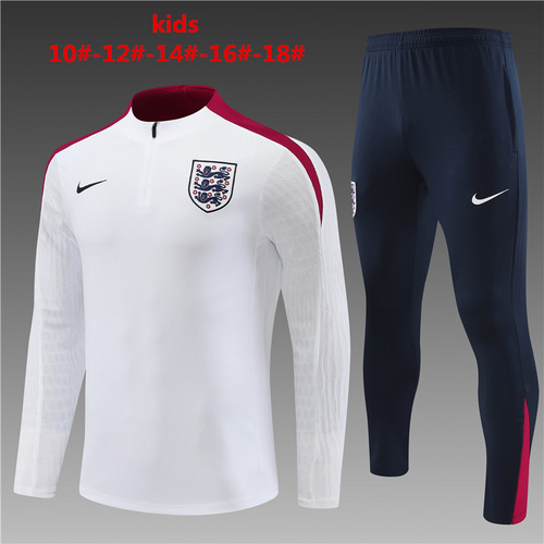 24/25 England white Kid half zip Tracksuit