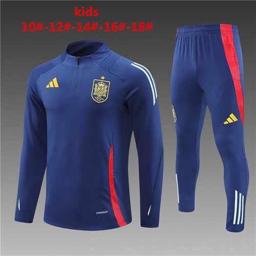 24/25 Spain royal blue Kid half zip Tracksuit