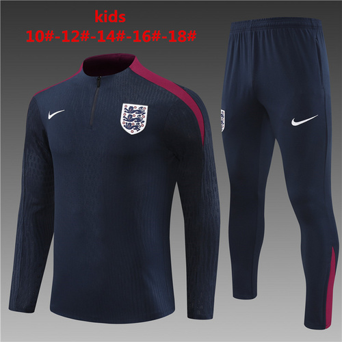 24/25 England royal blue Kid half zip Tracksuit