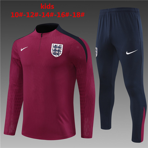 24/25 England red Kid half zip Tracksuit