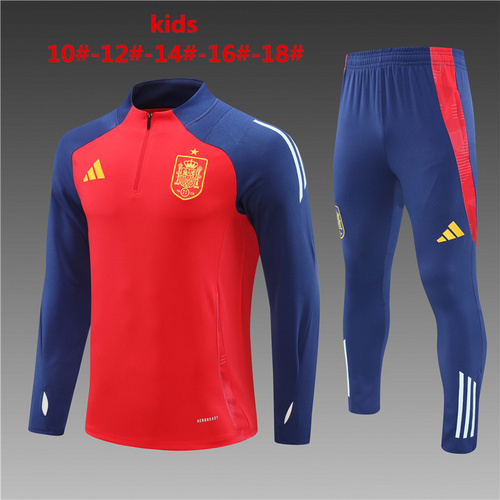 24/25 Spain red Kid half zip Tracksuit