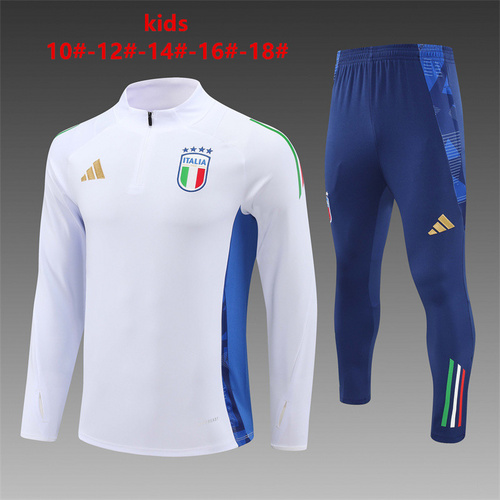 24/25 Italy Kid half zip Tracksuit white