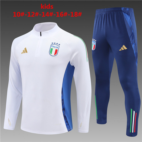 24/25 Italy Kid half zip Tracksuit white