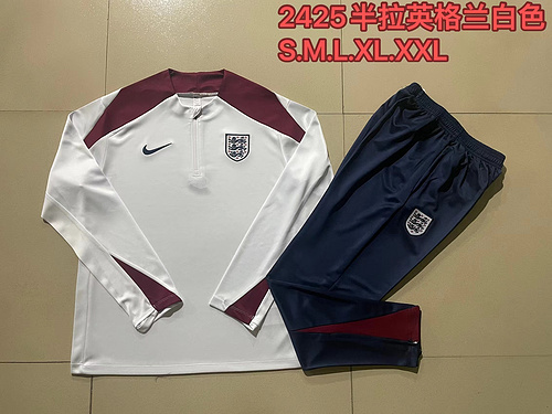 24/25 England white half zip Tracksuit