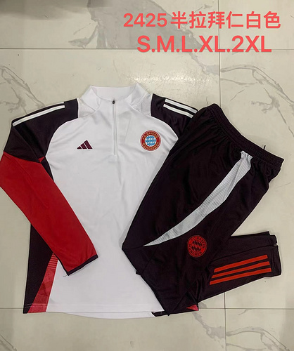 24/25 Bayern Munchen white half zip Tracksuit