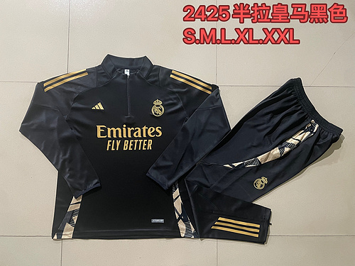 24/25 Real Madrid black half zip Tracksuit