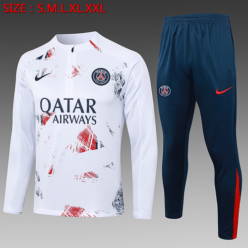 24/25 PSG white Inkjet half zip Tracksuit