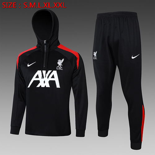 24/25 Liverpool hooded half zip tracksuit black