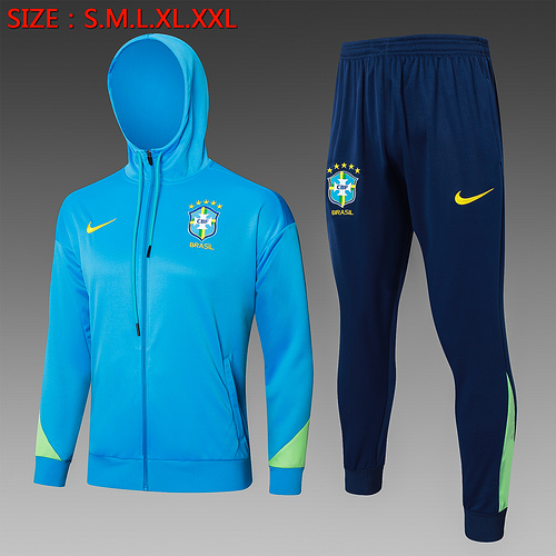 24/25 Brazil Lake Blue Hooded Jacket Sets