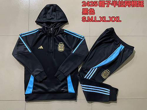 24/25 Argentina black half zip Hooded Jacket 