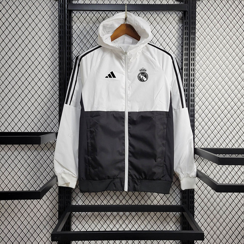 24/25 Real Madrid black and white windbreaker