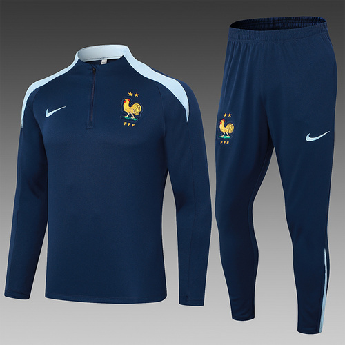 24/25 France royal blue half zip Tracksuit