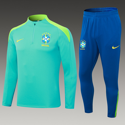 24/25 Brazil light green half zip tracksuit