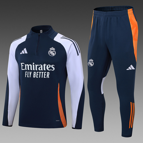 24/25 Real Madrid royal blue half zip Tracksuit