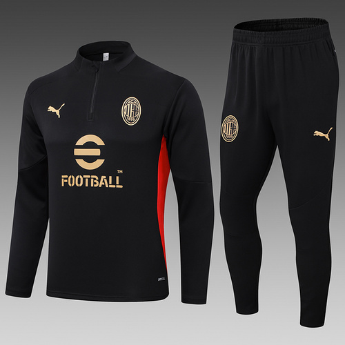 24/25 Ac Milan black half zip Tracksuit