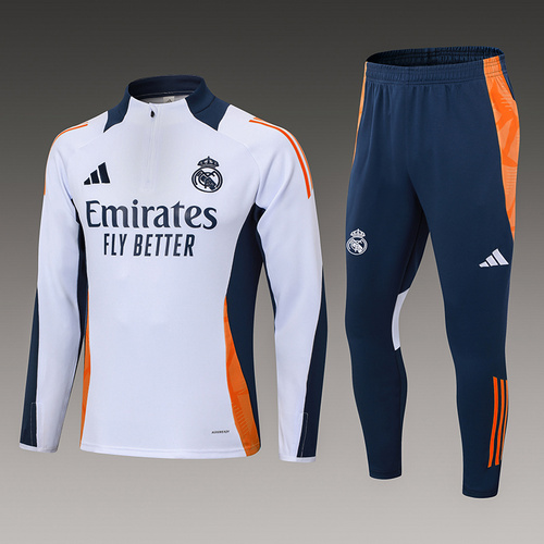 24/25 Real Madrid White half zip Tracksuit