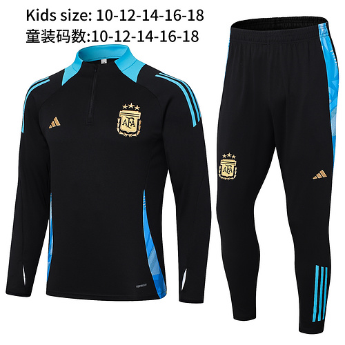 24/25 Argentina black half zip kids Tracksuit