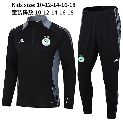 24/25 Algerian black half zip kids Tracksuit