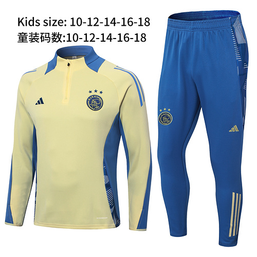 24/25 Ajax yellow half zip kids Tracksuit