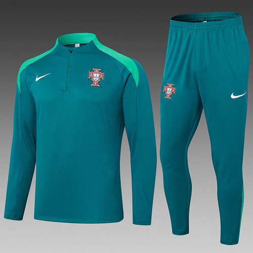 24/25 Portugal drak green half zip Tracksuit