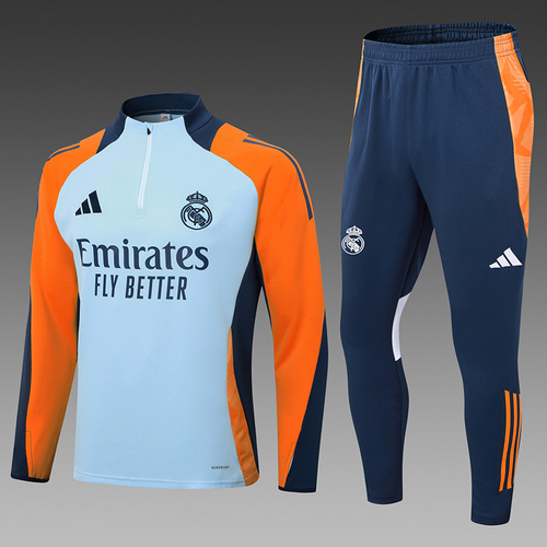 24/25 Real Madrid Light Blue half zip Tracksuit