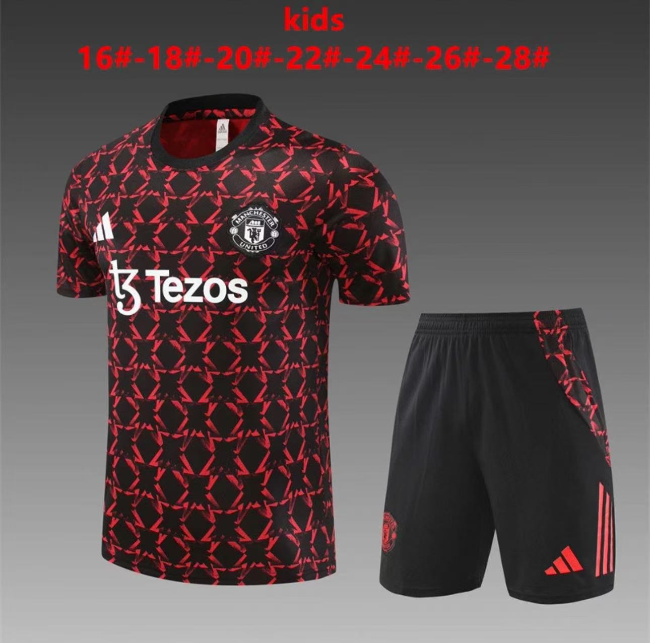 24/25 Manchester United red black Camouflage Kid Training Kits