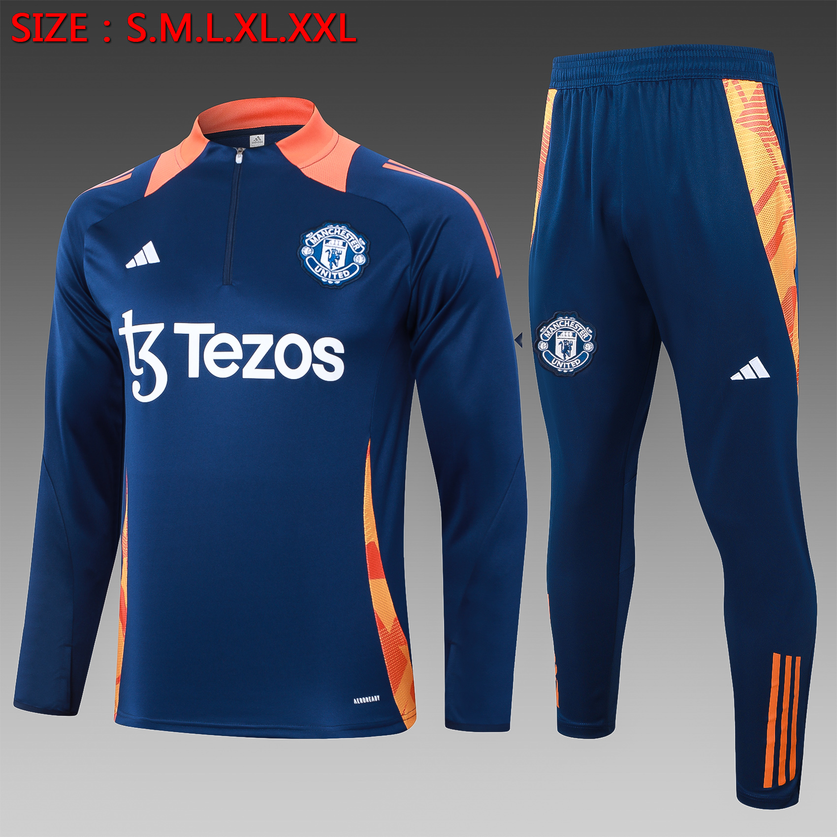 24/25 Manchester United royal blue half zip Tracksuit