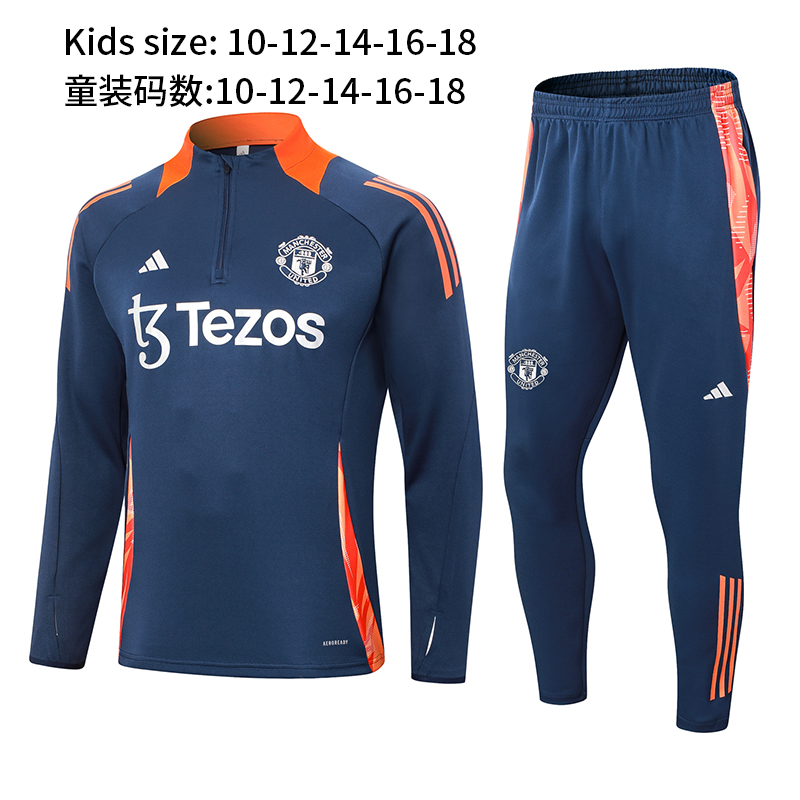 24/25 Manchester United royal blue Kid half zip Tracksuit