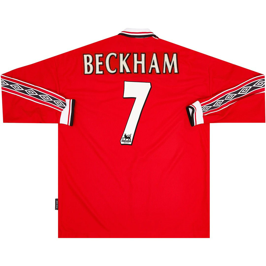 Beckham 7 Retro Manchester United Home Sleeve Sleeve Jersey 1998/00