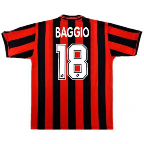 BAGGIO 18 Retro AC Milan Home Jersey 1996/97