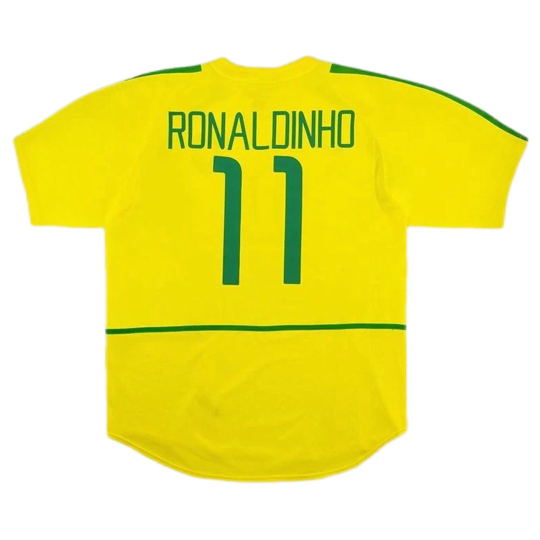 Brazil Ronaldinho 11 Retro Jersey Home World Cup 2002