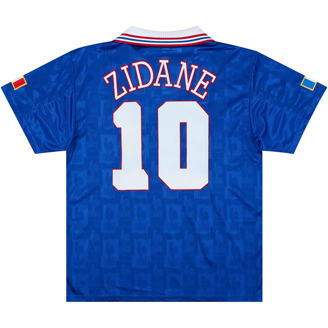 Zidane 10 France Retro Jersey Home Euro Cup 1996