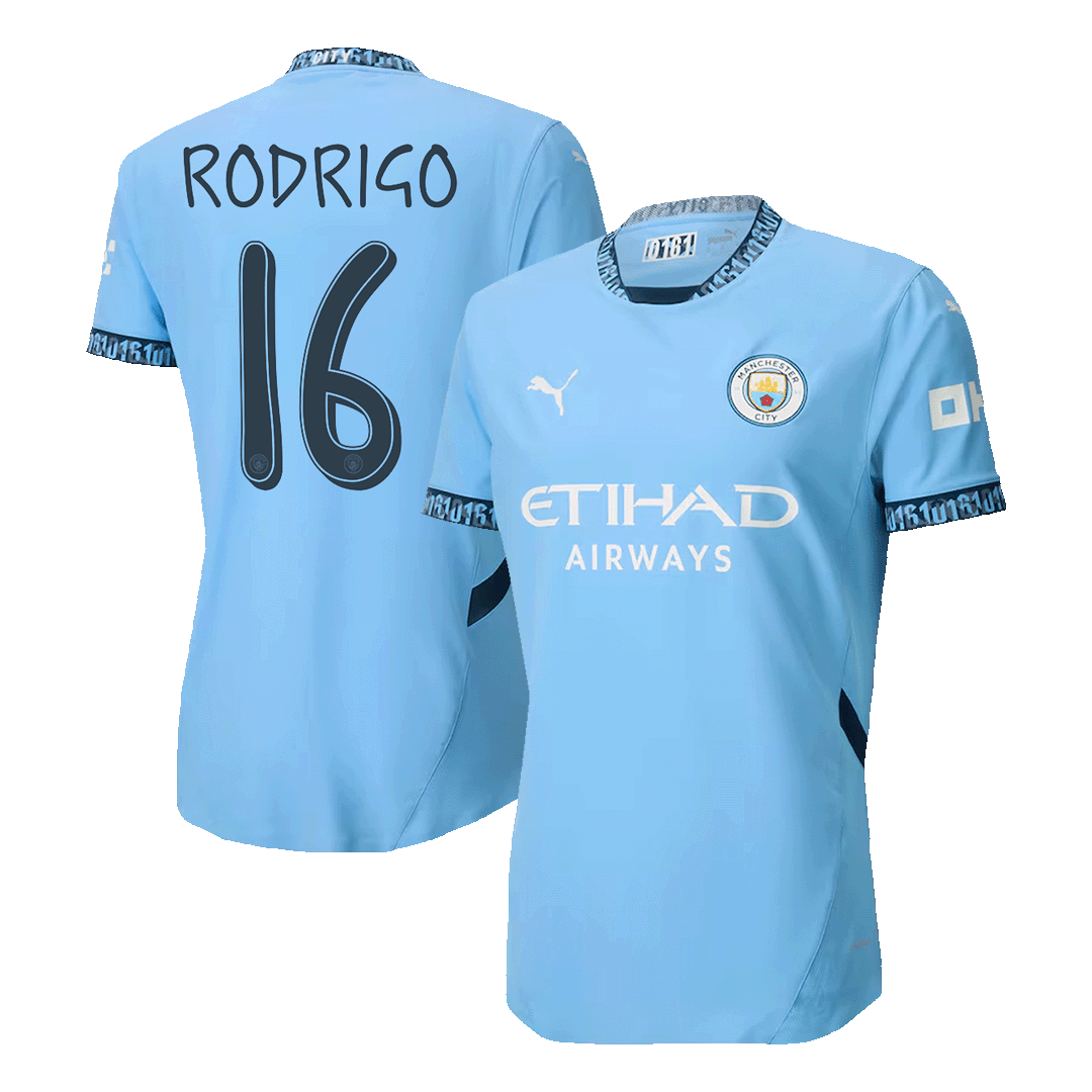 RODRIGO 16 Manchester City Home Match Jersey 2024/25 - UCL Font