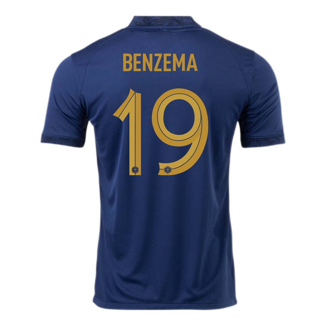 France BENZEMA 19 Jersey Home Replica World Cup 2022