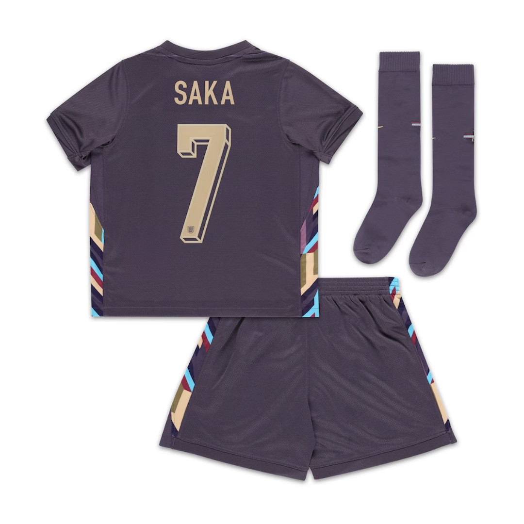 SAKA 7 Kids England Away Full Jersey Kit Euro 2024