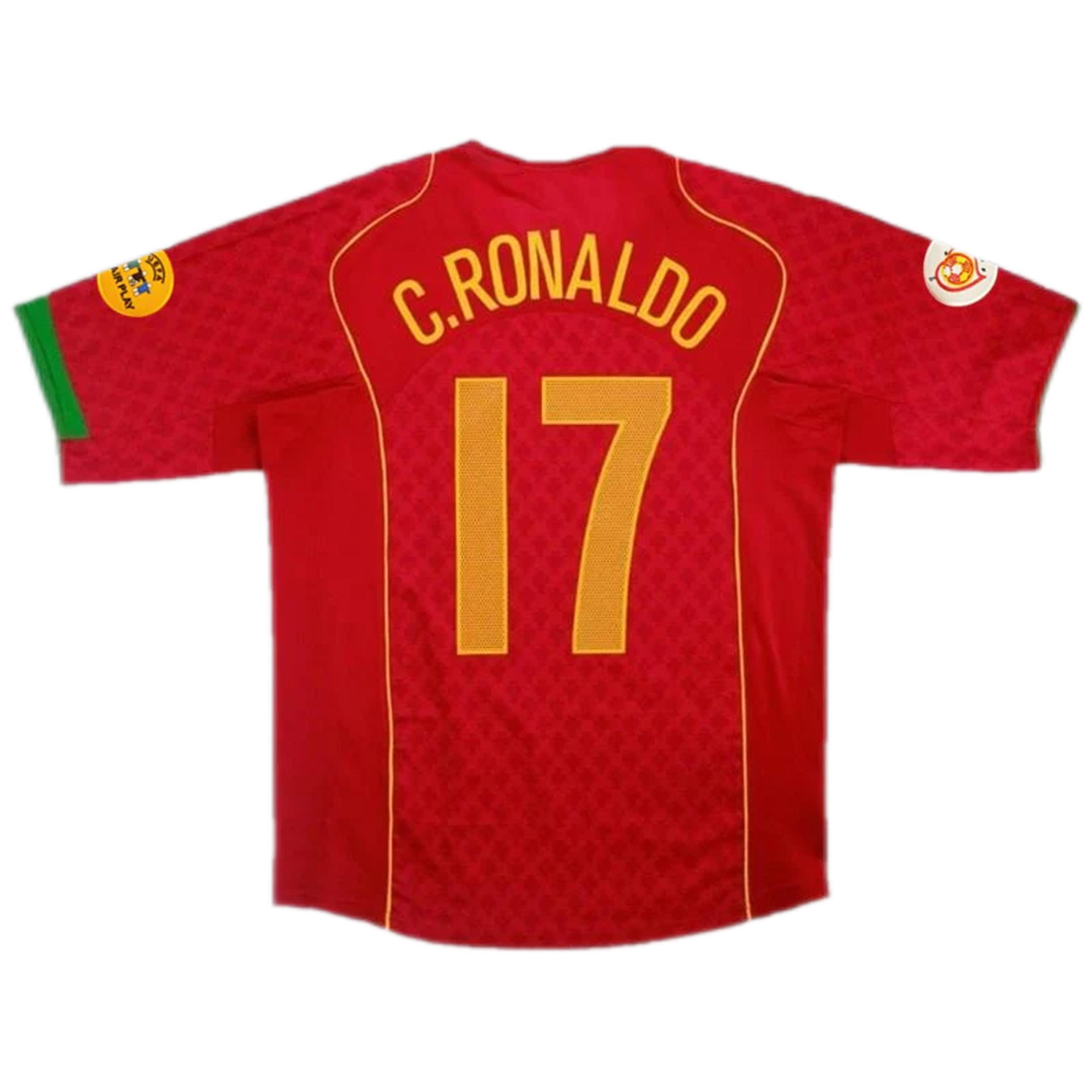 Portugal C.Ronaldo 17 Retro Jersey Home Euro Cup Final 2004