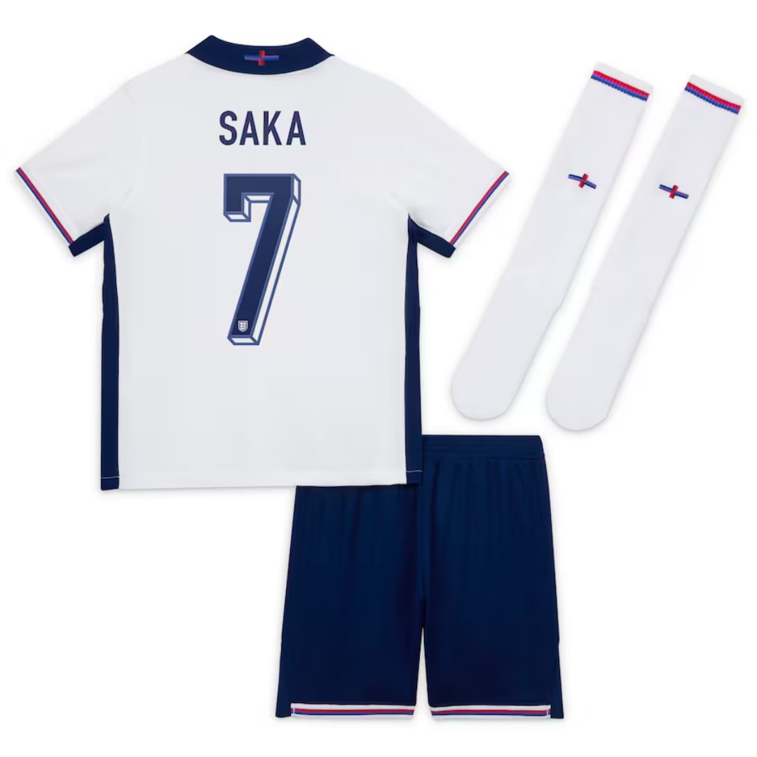 SAKA 7 Kids England Home Full Jersey Kit Euro 2024